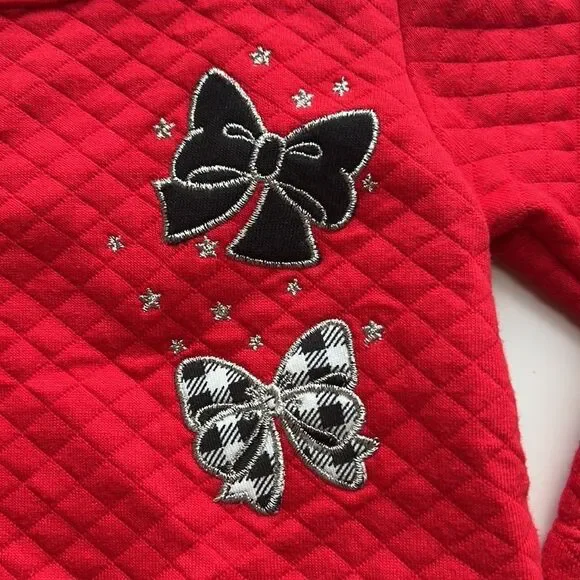 Kids Headquarters Baby Red Ribbons and Bows Quilted Top Sz 3-6 M - Picture 2 of 4